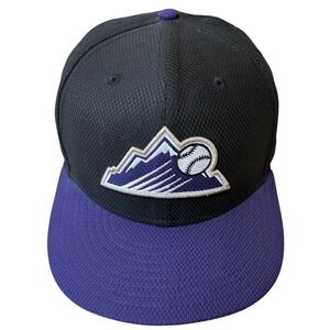 Colorado Rockies New Era 59FIFTY Fitted Hat 7 3/8 Black Purple MLB Cap Authentic